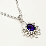Sunflower Pendant With Amethyst Gemstone In 925 Sterling Silver