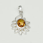 Sunflower Pendant With Citrine Gemstone In 925 Sterling Silver
