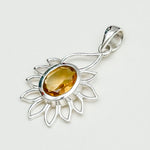 Sunflower Pendant With Citrine Gemstone In 925 Sterling Silver