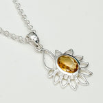 Sunflower Pendant With Citrine Gemstone In 925 Sterling Silver