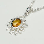 Sunflower Pendant With Citrine Gemstone In 925 Sterling Silver