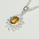 Sunflower Pendant With Citrine Gemstone In 925 Sterling Silver