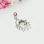 Sunflower Pendant With Quartz Gemstone In 925 Sterling Silver