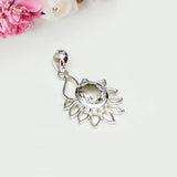 Sunflower Pendant With Quartz Gemstone In 925 Sterling Silver