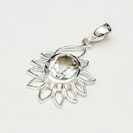Sunflower Pendant With Quartz Gemstone In 925 Sterling Silver