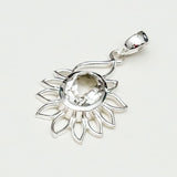 Sunflower Pendant With Quartz Gemstone In 925 Sterling Silver