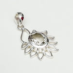 Sunflower Pendant With Quartz Gemstone In 925 Sterling Silver