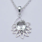Sunflower Pendant With Quartz Gemstone In 925 Sterling Silver