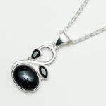 Swan Pendant With Black Onyx in Quality 925 Sterling Silver
