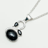 Swan Pendant With Black Onyx in Quality 925 Sterling Silver