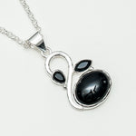 Swan Pendant With Black Onyx in Quality 925 Sterling Silver