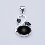 Swan Pendant With Black Onyx in Quality 925 Sterling Silver