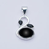 Swan Pendant With Black Onyx in Quality 925 Sterling Silver