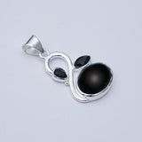 Swan Pendant With Black Onyx in Quality 925 Sterling Silver
