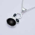 Swan Pendant With Black Onyx in Quality 925 Sterling Silver
