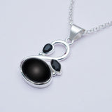 Swan Pendant With Black Onyx in Quality 925 Sterling Silver
