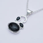 Swan Pendant With Black Onyx in Quality 925 Sterling Silver