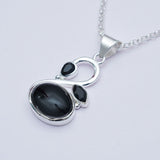 Swan Pendant With Black Onyx in Quality 925 Sterling Silver