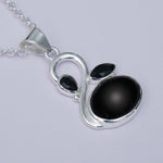 Swan Pendant With Black Onyx in Quality 925 Sterling Silver
