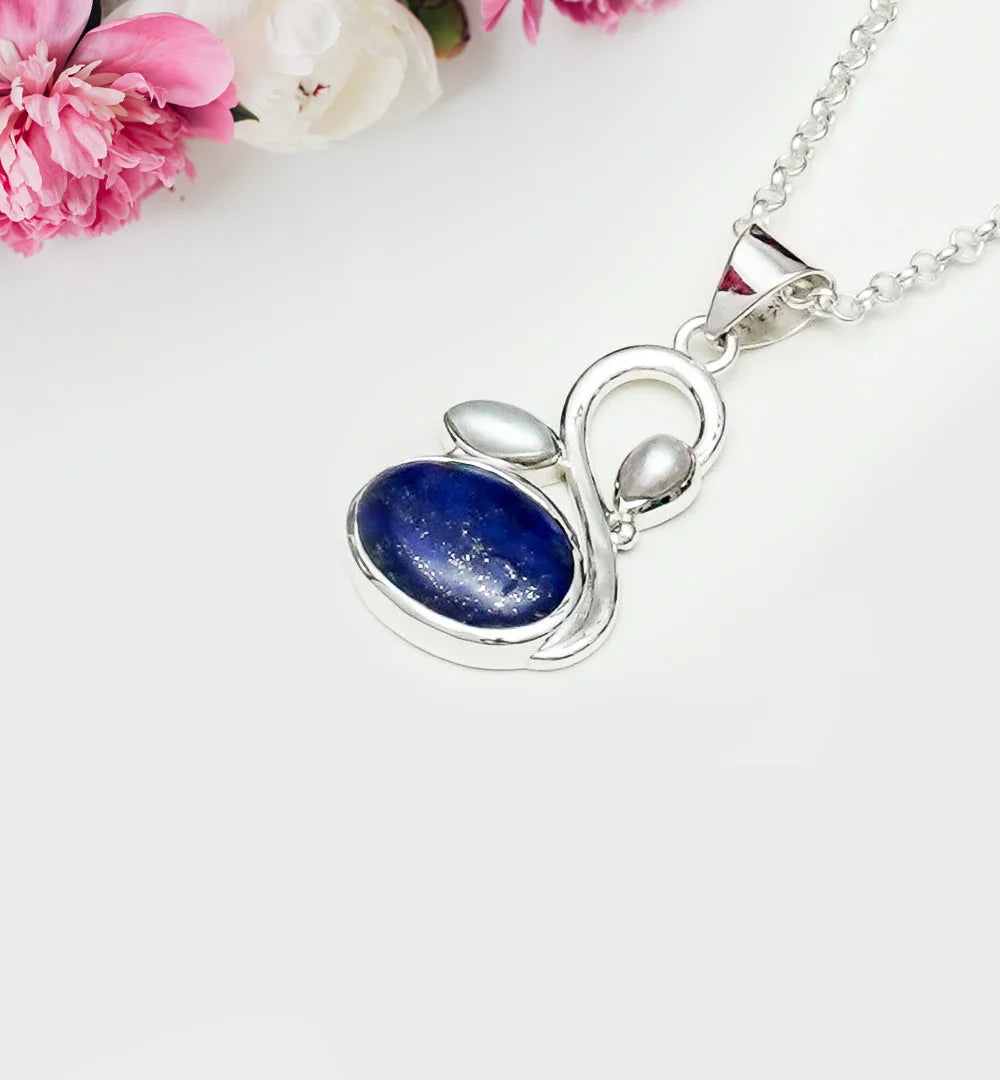 Swan Pendant With Multi Gemstone in High Quality 925 Sterling Silver 2