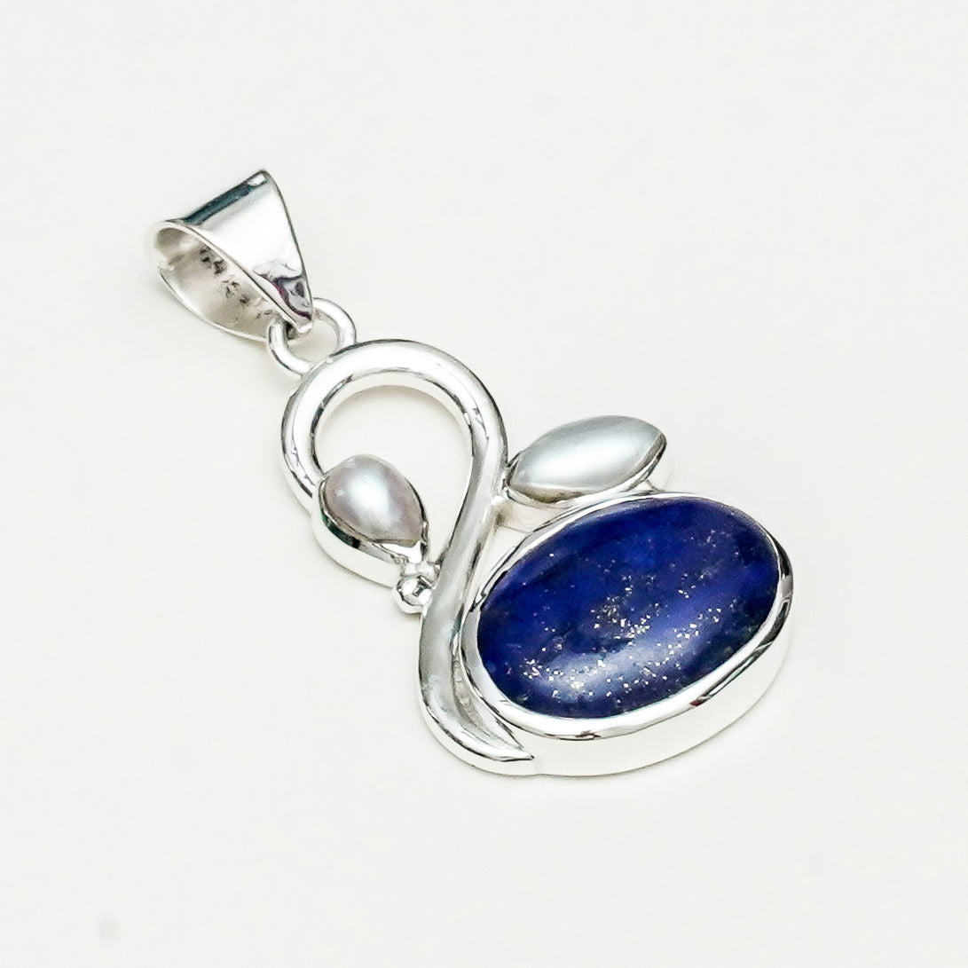 Swan Pendant With Multi Gemstone in High Quality 925 Sterling Silver 2