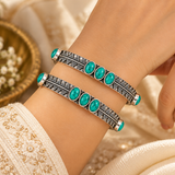Turquoise Heritage Cuff Kada Pair – 925 Sterling Silver