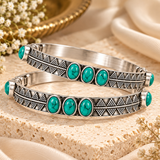 Turquoise Heritage Cuff Kada Pair – 925 Sterling Silver