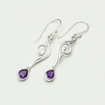 Water Drop Earrings With Amethyst Gemstone in 925 Sterling Silver