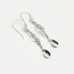 Water Drop Earrings With Amethyst Gemstone in 925 Sterling Silver