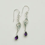 Water Drop Earrings With Amethyst Gemstone in 925 Sterling Silver