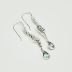 Water Drop Earrings With Blue Topaz Gemstone in 925 Sterling Silver