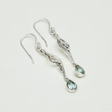 Water Drop Earrings With Blue Topaz Gemstone in 925 Sterling Silver