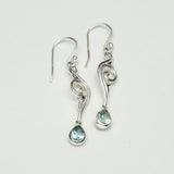 Water Drop Earrings With Blue Topaz Gemstone in 925 Sterling Silver