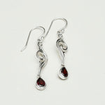 Water Drop Earrings With Garnet Gemstone in 925 Sterling Silver