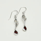 Water Drop Earrings With Garnet Gemstone in 925 Sterling Silver