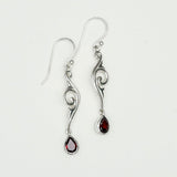 Water Drop Earrings With Garnet Gemstone in 925 Sterling Silver