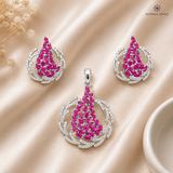 Ira Pink Blossom 925 Silver Pendant & Earrings Set