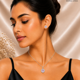 Ira Blush Sparkle 925 Silver Pendant, Earrings & Chain Set