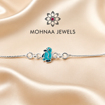 Cute blue penguin charm 925 sterling silver rakhi bracelet with adjustable silver chain by Mohnaa Jewels