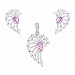 925 sterling silver pendant and earrings set featuring pink cubic zirconia centre stones with sparkling white CZ accents