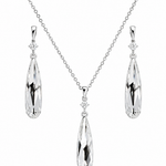 Ira Crystal Cascade 925 sterling silver pendant, earrings and chain set featuring brilliant white cubic zirconia stones in an elegant drop design