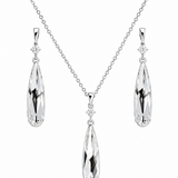 Ira Crystal Cascade 925 sterling silver pendant, earrings and chain set featuring brilliant white cubic zirconia stones in an elegant drop design