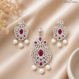 Ira Royal Scarlet 925 Silver Pendant & Earrings Set