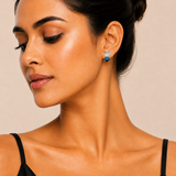 Ira Sapphire Swan CZ Stud Earrings in 925 Silver