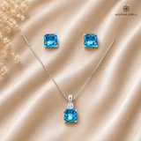 Ira Ocean Spark 925 Silver Pendant, Earrings & Chain Set