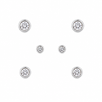 925 sterling silver cubic zirconia stud earrings set featuring three different sizes of bezel-set sparkling CZ stones.
