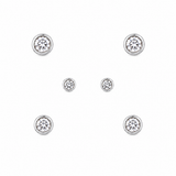 925 sterling silver cubic zirconia stud earrings set featuring three different sizes of bezel-set sparkling CZ stones.