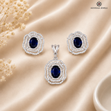 Ira Midnight Bloom 925 Silver Pendant Set with Blue Stone