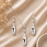 Ira Crystal Cascade 925 Silver Pendant, Earrings & Chain Set