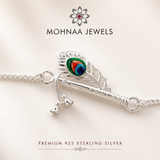 Murli Mor Pankh 925 Sterling Silver Rakhi